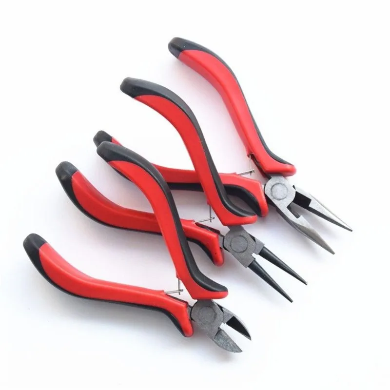 Multi-functional Black and Red Sleeve-handle Hand Pliers Angled Sharp-mouthed Scissors Opening Pliers Flat-nose Pliers