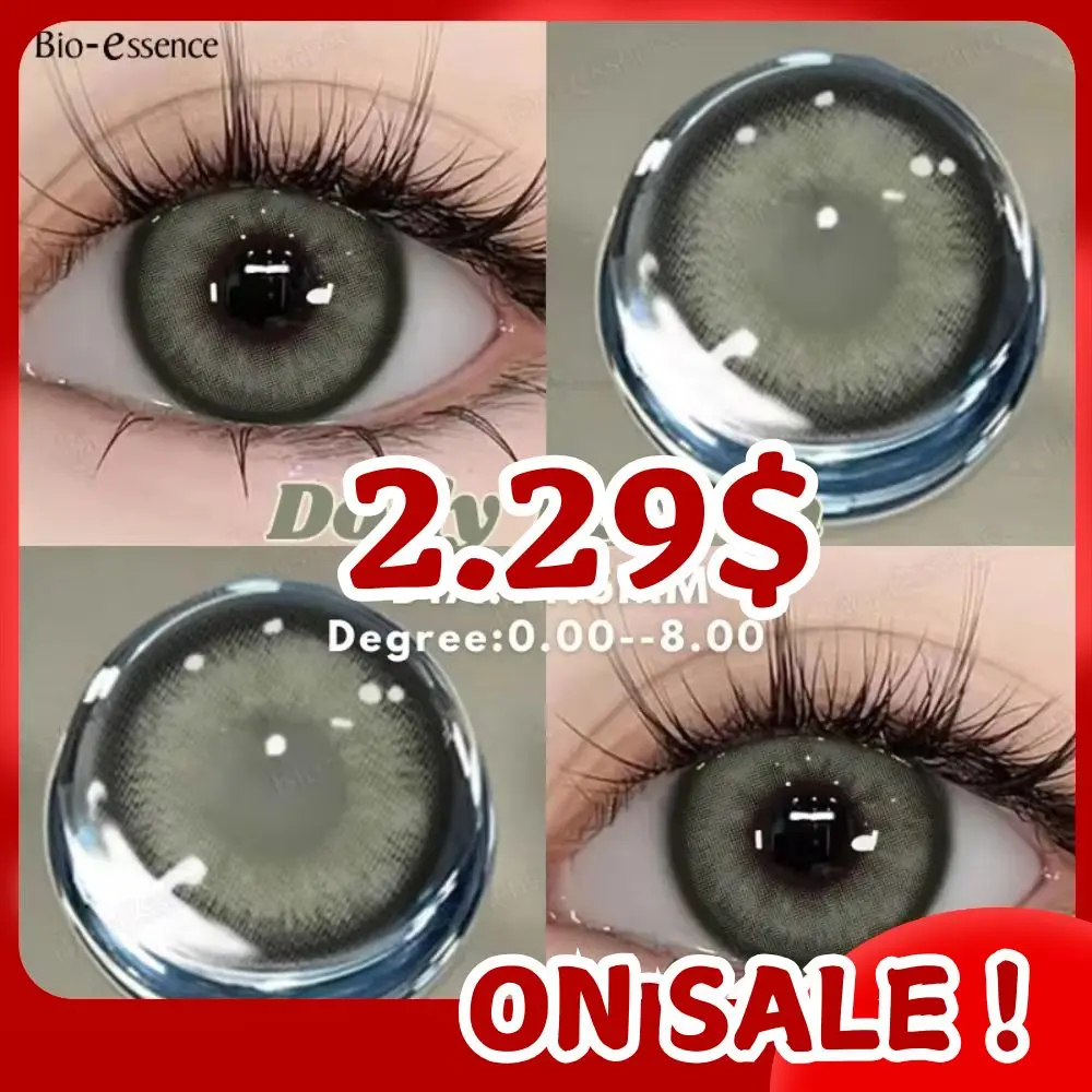 Bio-essence 2Pcs Colored Contacts Lenses with Myopia Yearly Green Brown Lens Korean Big Eyes Colored Makeup Lens Fast Delivery