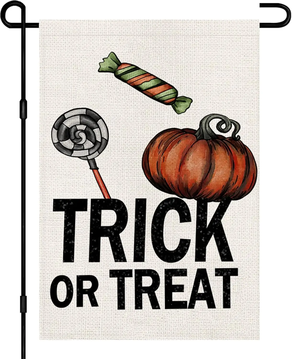 Halloween Trick or Treat Garden Flags 12x18 Inch Double Sided Burlap, Welcome Halloween Candy Sign Small Flag Farmhouse Part UUN