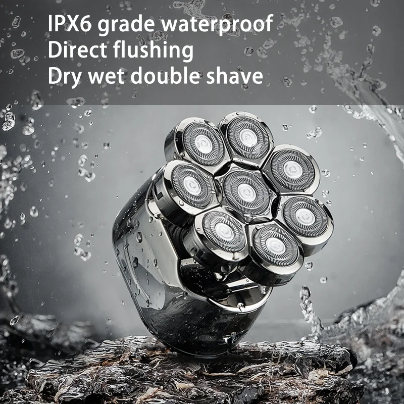 Maquinilla de afeitar eléctrica para hombres, 6 en 1 8D afeitadora de cabeza, húmeda y seca, Kit de aseo para hombres, recortadora eléctrica inalámbrica