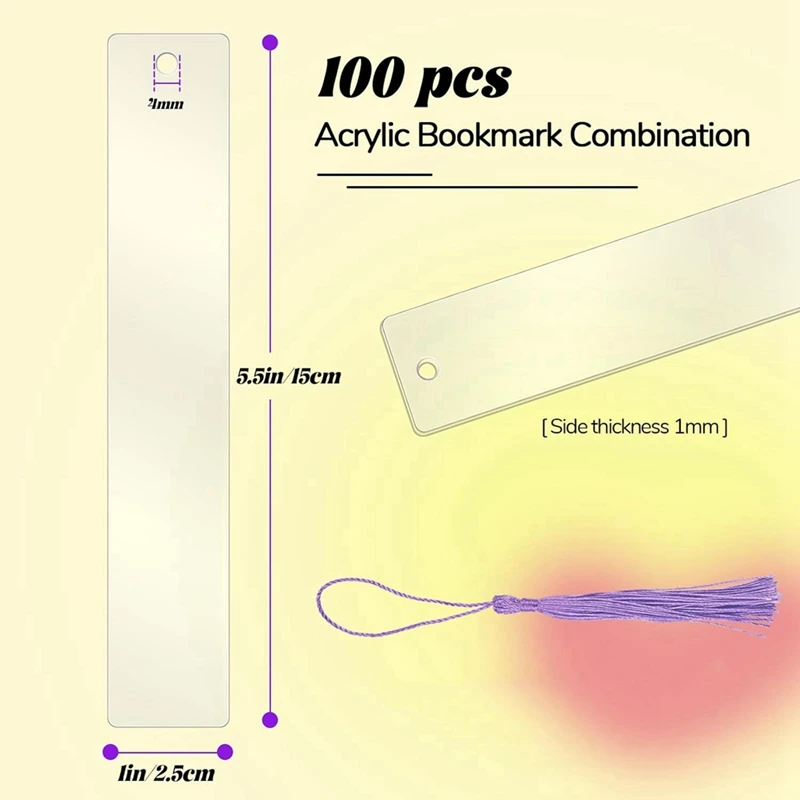 Segnalibri in acrilico da 100 pezzi con 100 nappe segnalibro colorate, per progetti artigianali fai-da-te e etichette regalo