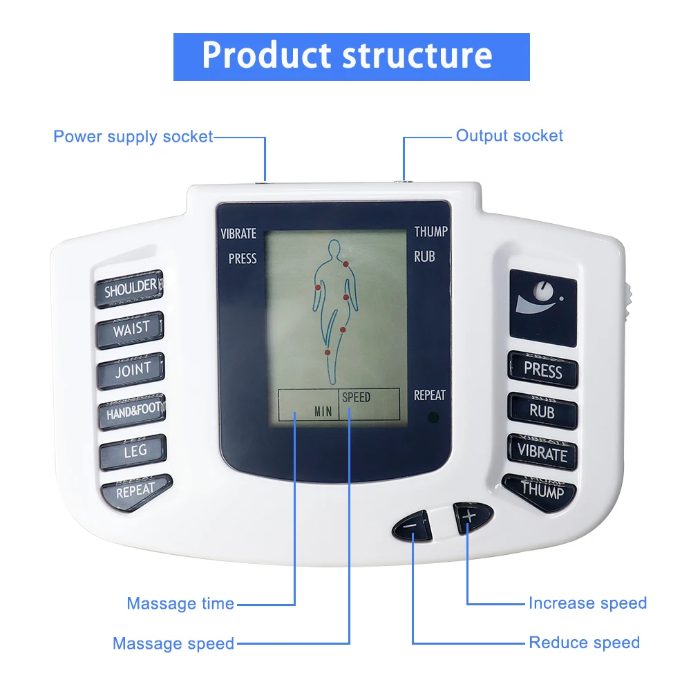 10 Modes TENS EMS Electrical Pulse Massager 16 Pads Electrostimulator Device for Full-Body Muscle Stimulation & Body Relaxation