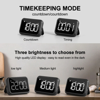 LED Digital Kitchen Timer For Cooking Shower Study Stopwatch Square USB Rechargeable Alarm Clock Count Up Countdown Alarm Clock