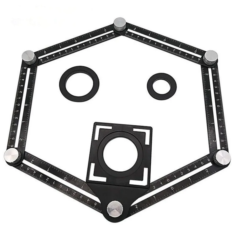 Tile opening locator, universal six-fold ruler multi-functional mason tile sticking artifact, stainless steel auxiliary tools