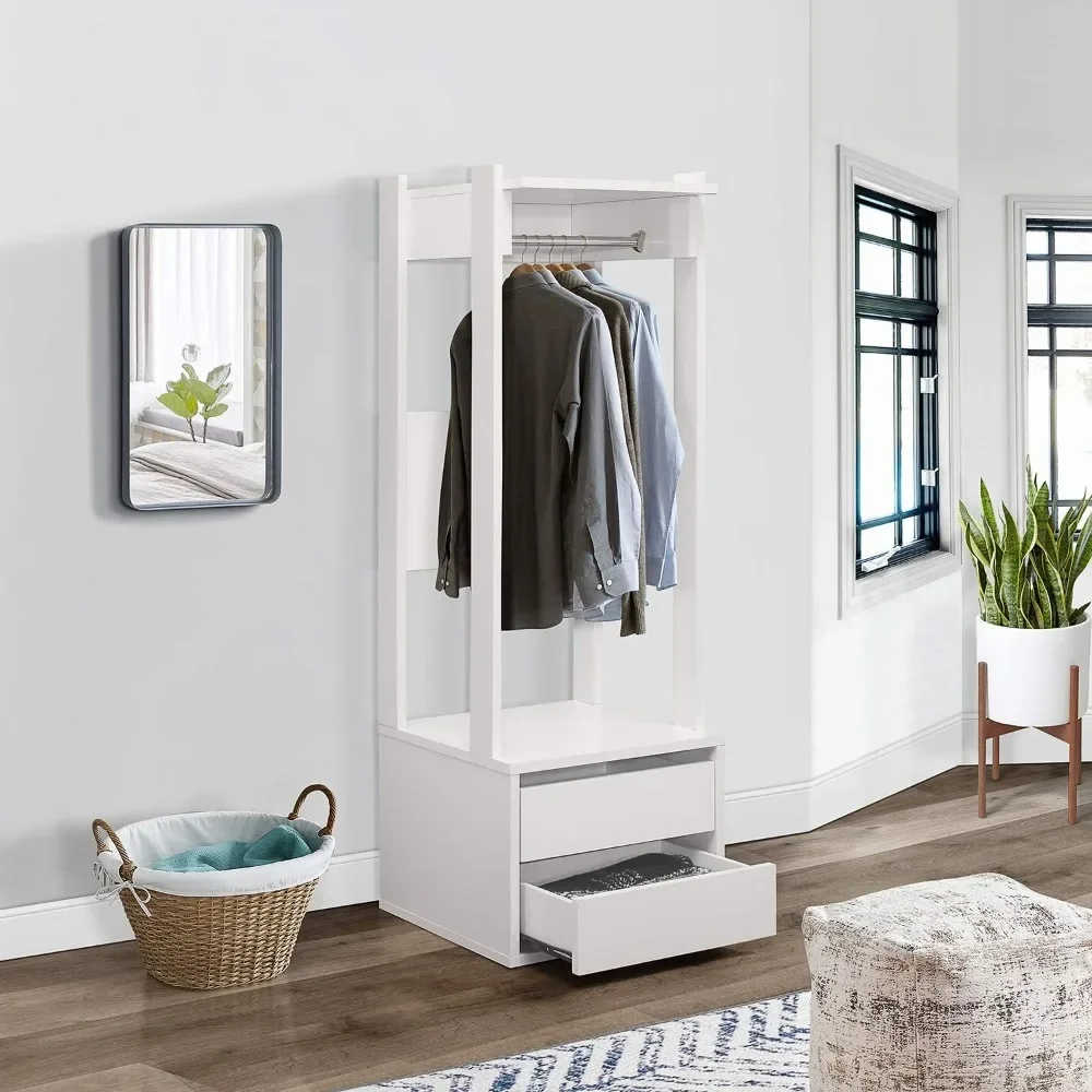 

Corry Open Wardrobe Armoire Closet with 2-Drawers, White