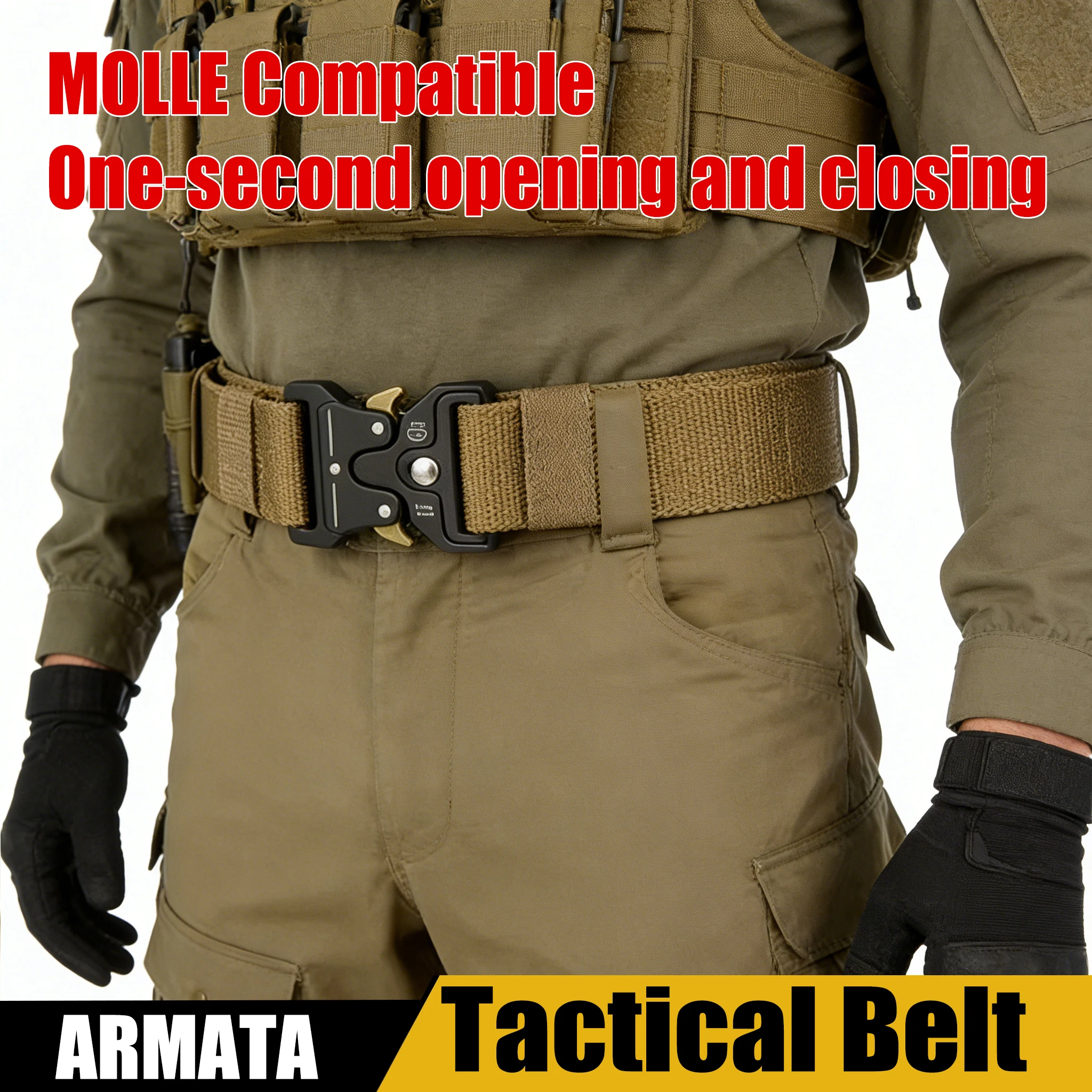 

4.3" Tactical Quick-Release Nylon Belt | Heavy-Duty MOLLE-Compatible Training Belt for CS, Workwear & Outdoor
