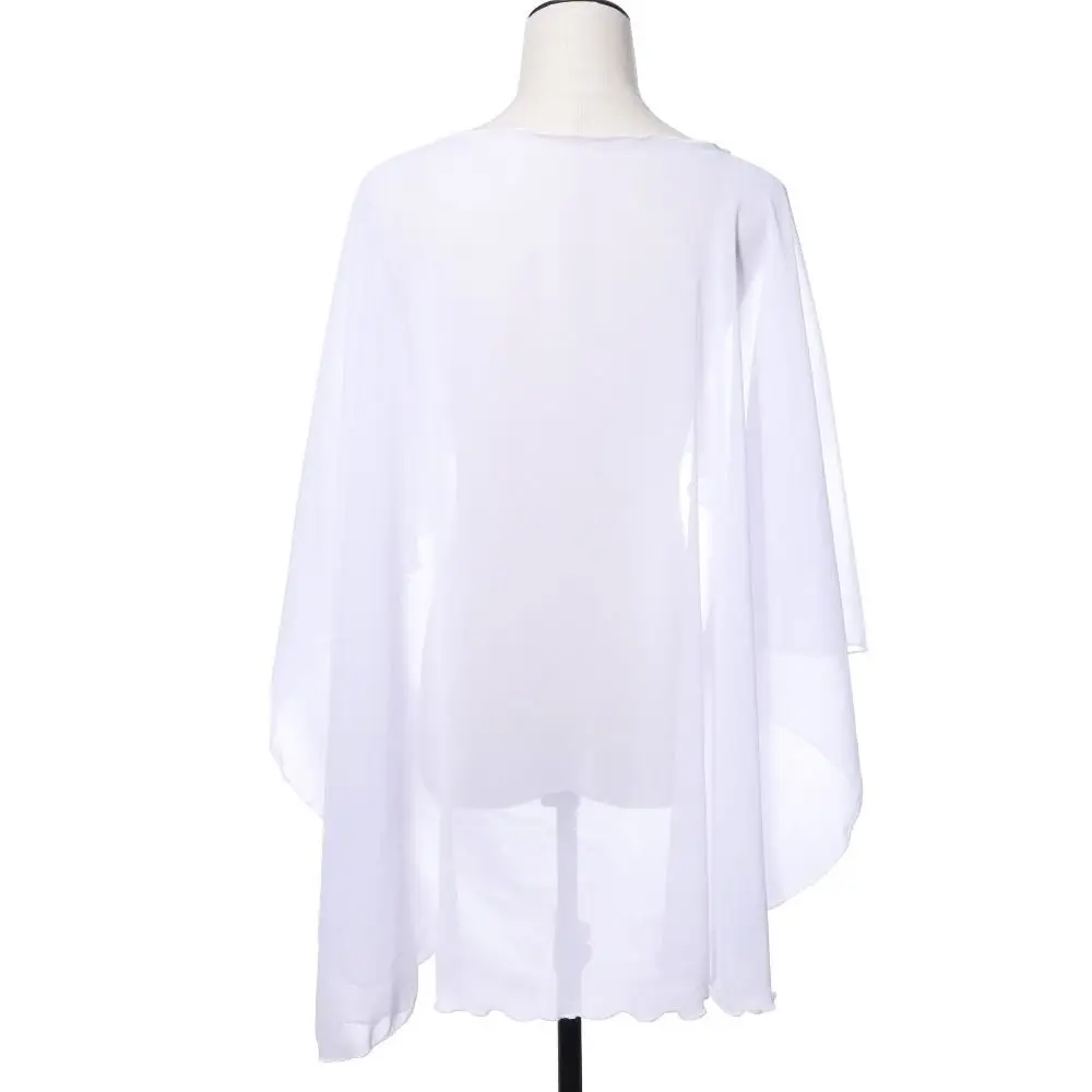 New Fashion Soft Wedding Capes Long Solid Color Wedding Jacket Wraps Chiffon Shrug Womens Ladies