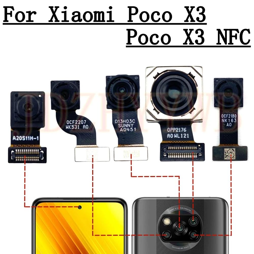 Best Quality Front Facing Selfie Camera For Xiaomi Poco X3 NFC Ultrawide Main Rear Wide Back Camera Phone Flex Cable Poco X3