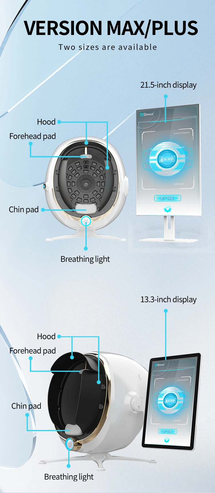 3D Skin Scanner Care Facial Analyzer Monitor Machine Magic Mirror Testing English Detector Face Camera Test Analysis Salon Spa