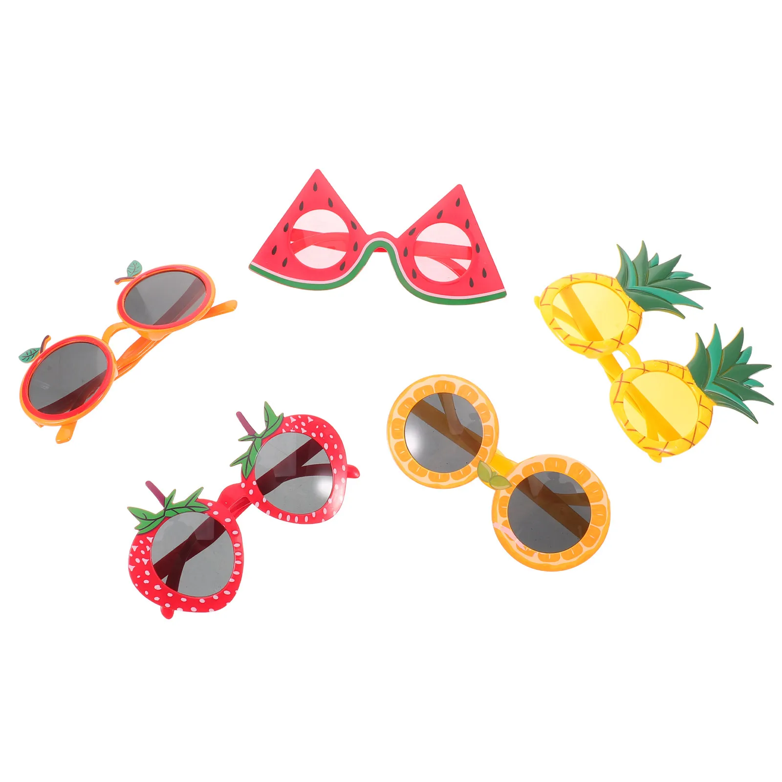 5Pcs Sunglasses Summer Luau Party Tropical Fruit Shaped Watermelon Pineapple Strawberry Beach Pool Photo Props