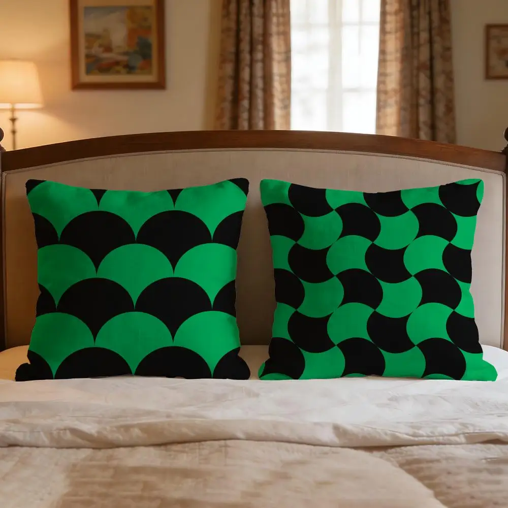 Color black and green Cushion Cover 4Pcs Decorative Covers Soft Cushion Case for Sofa Couch Decor 40x40 45x45 Pillowcases