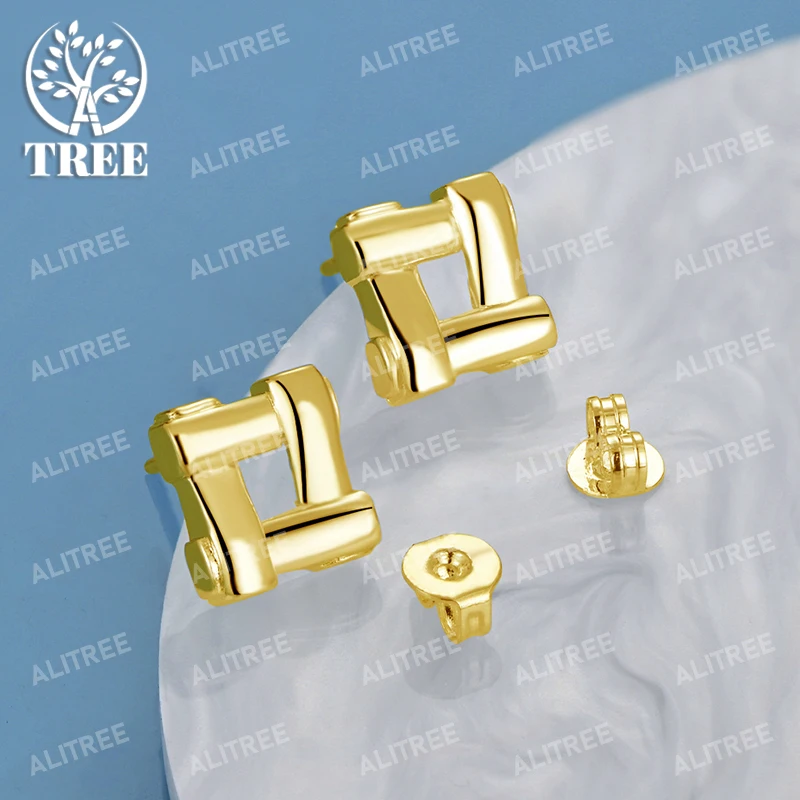 

ALITREE 18K Gold 925 Sterling Silver Hollow Square Earrings For Women Party Wedding Birthday Fashion Fine Jewelry Gifts