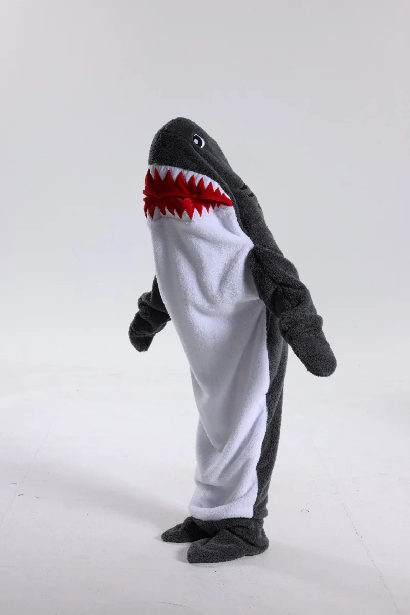 New Shark Blanket Adult Sleeping Bag Homewear Parent-Child Hoodie Sleeping Bag Thickened Couple Loose One-Piece Pajamas Homewear