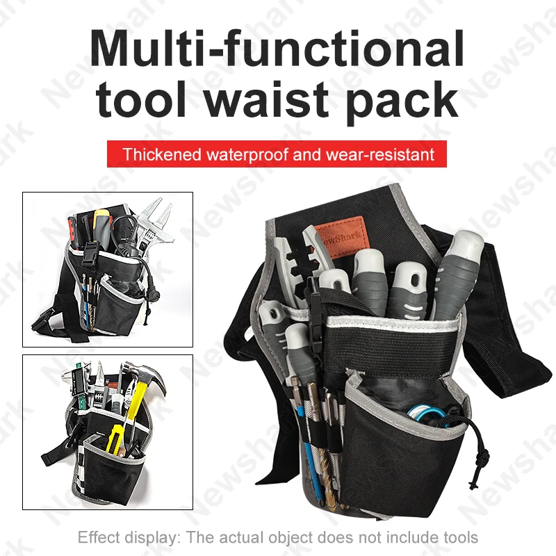 

Carpenter Electrician Multifunctional Waist Bag Waterproof Waist Bag with Gray Belt Suitable for Storing Wrenches Screwdrivers