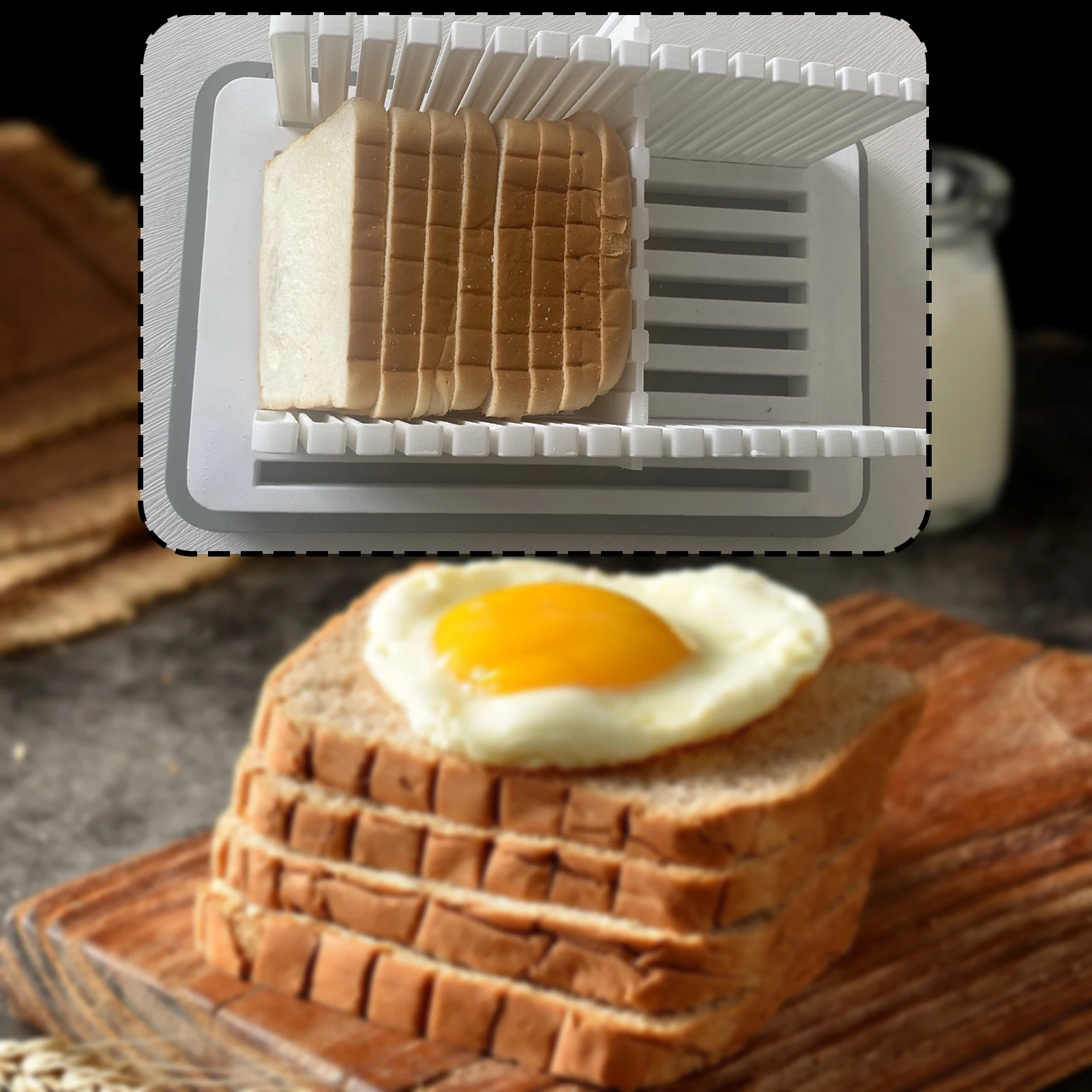 

Multipurpose Bread Slicers With Crumb Tray Fast Slicing Mess-free Toasts Tool For Home Kitchen