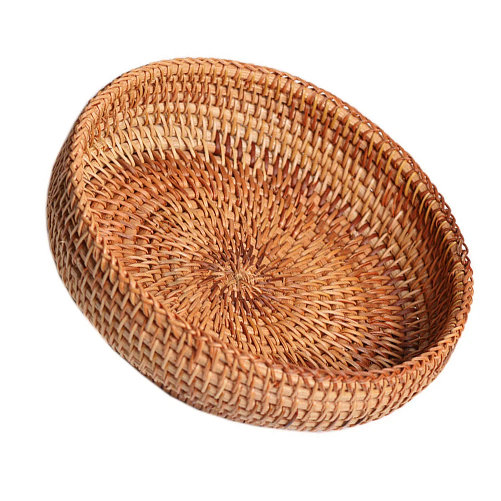 

Round Fruit Basket Snacks Storage Dish Handmade Woven Design Eco-Friendly Multi-Purpose Household Organizer