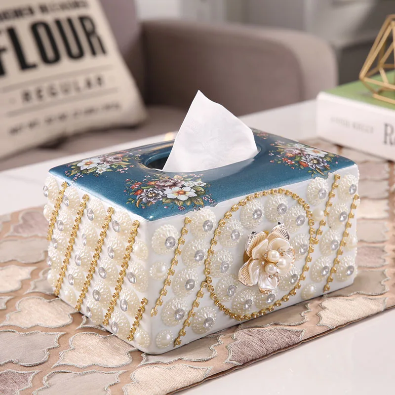 Luxury Diamond Inlaid Household Tissue Multifunctional Paper Creative Living Room Storage Box, Tea Table Decoration