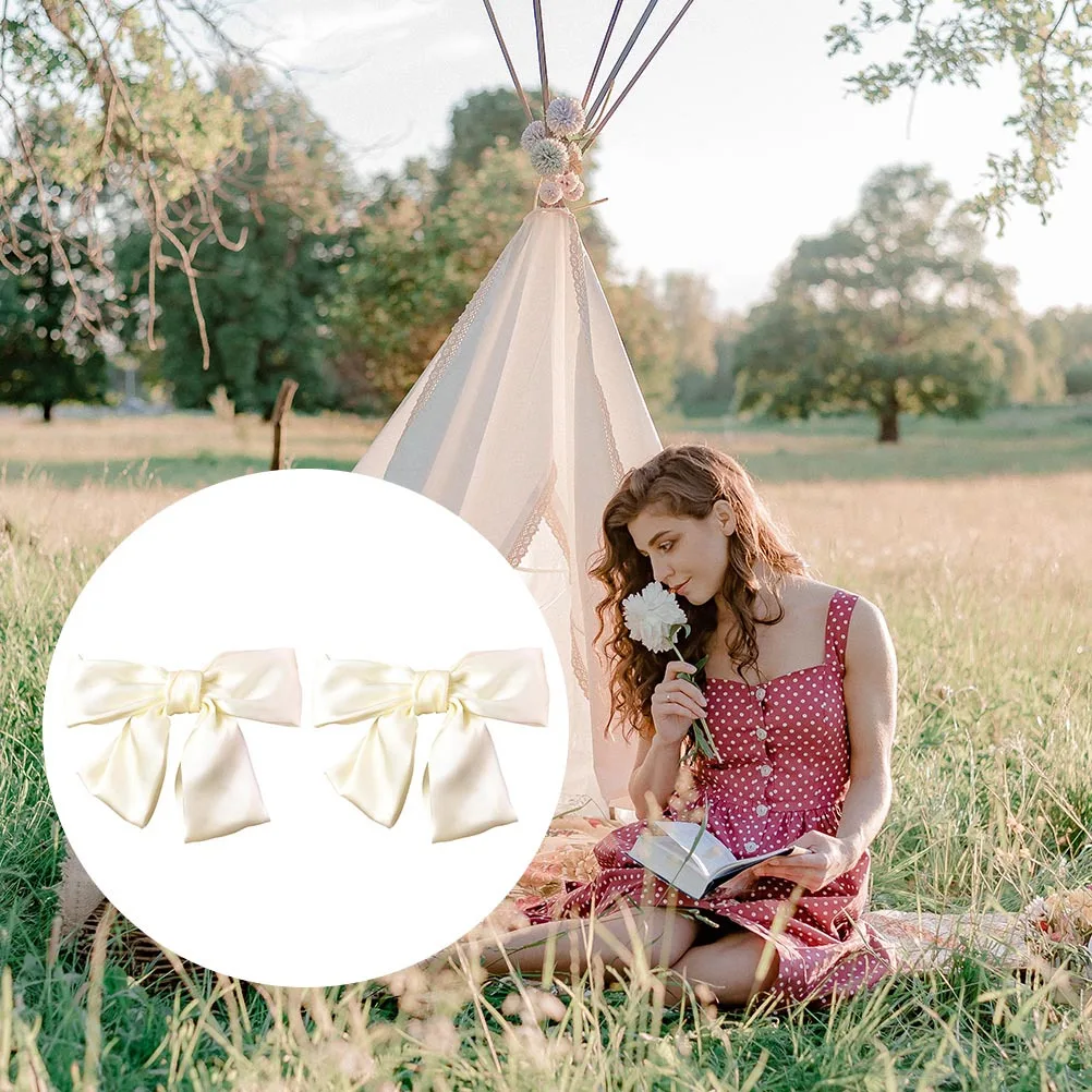 

2 шт., заколки с бантом, шелковая заколка для волос для женщин и девочек, повседневная одежда, аксессуары для волос, заколка, декоративная заколка, головной убор