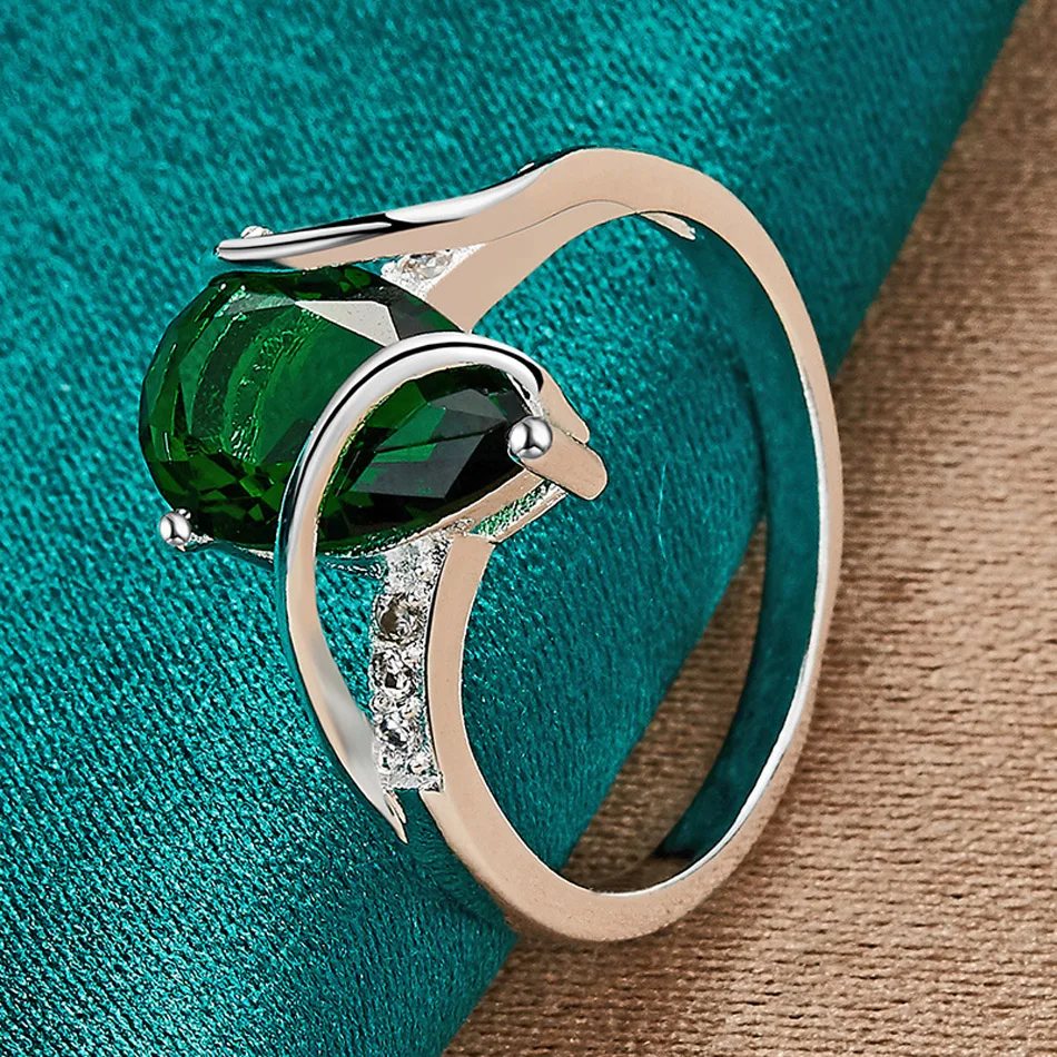 URMYLADY Wassertropfen aus 925er Sterlingsilber, Türkis, 7–10 # Ring für Frauen, Hochzeit, Charm, Verlobung, Modeschmuck – Detail 3