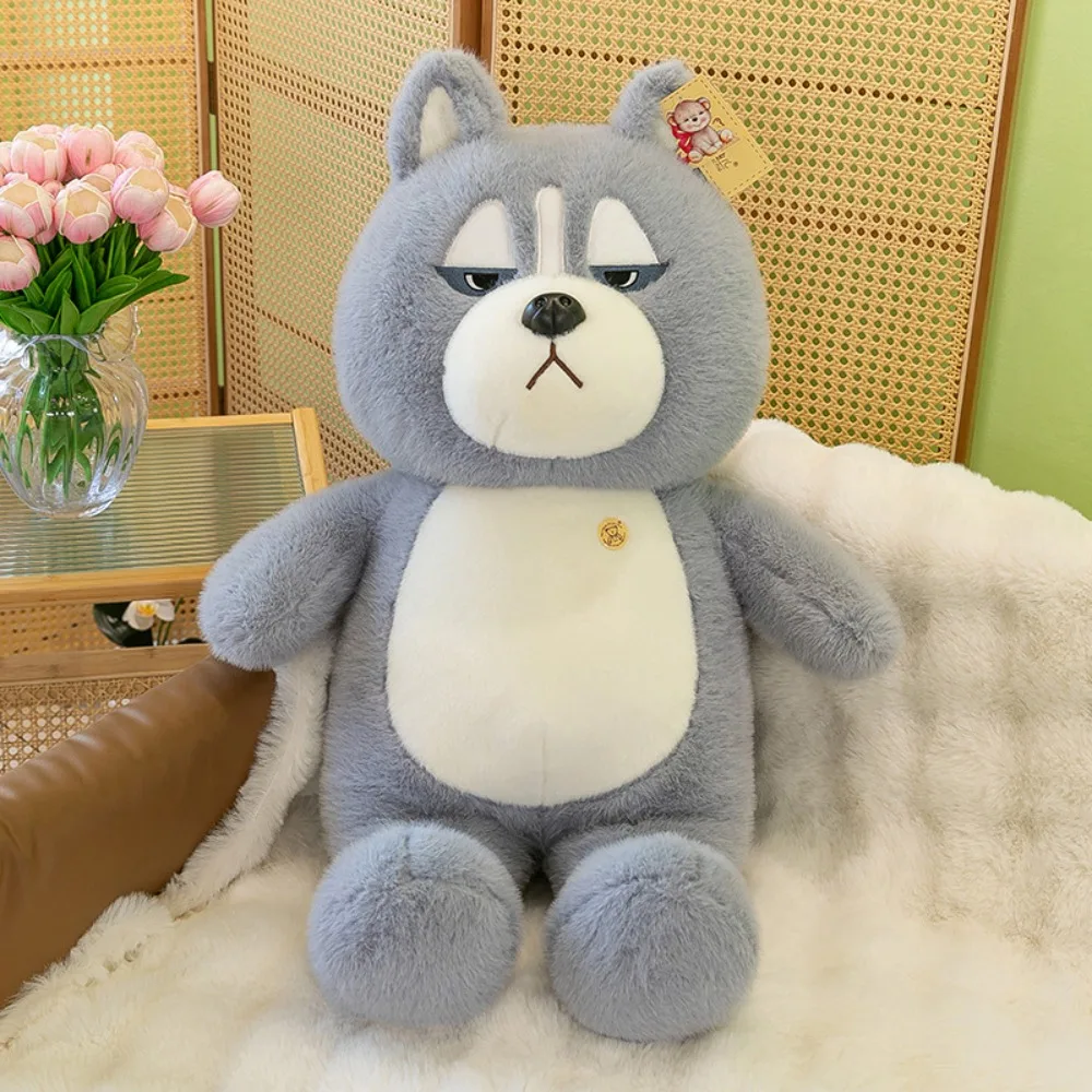 

Big Belly Sitting Dog Plush Toy Blue Cat Lazy Grey Wolf Plush Doll Fluffy Stuffed Cute Animal Sleep Pillow Valentine's Day Gifts
