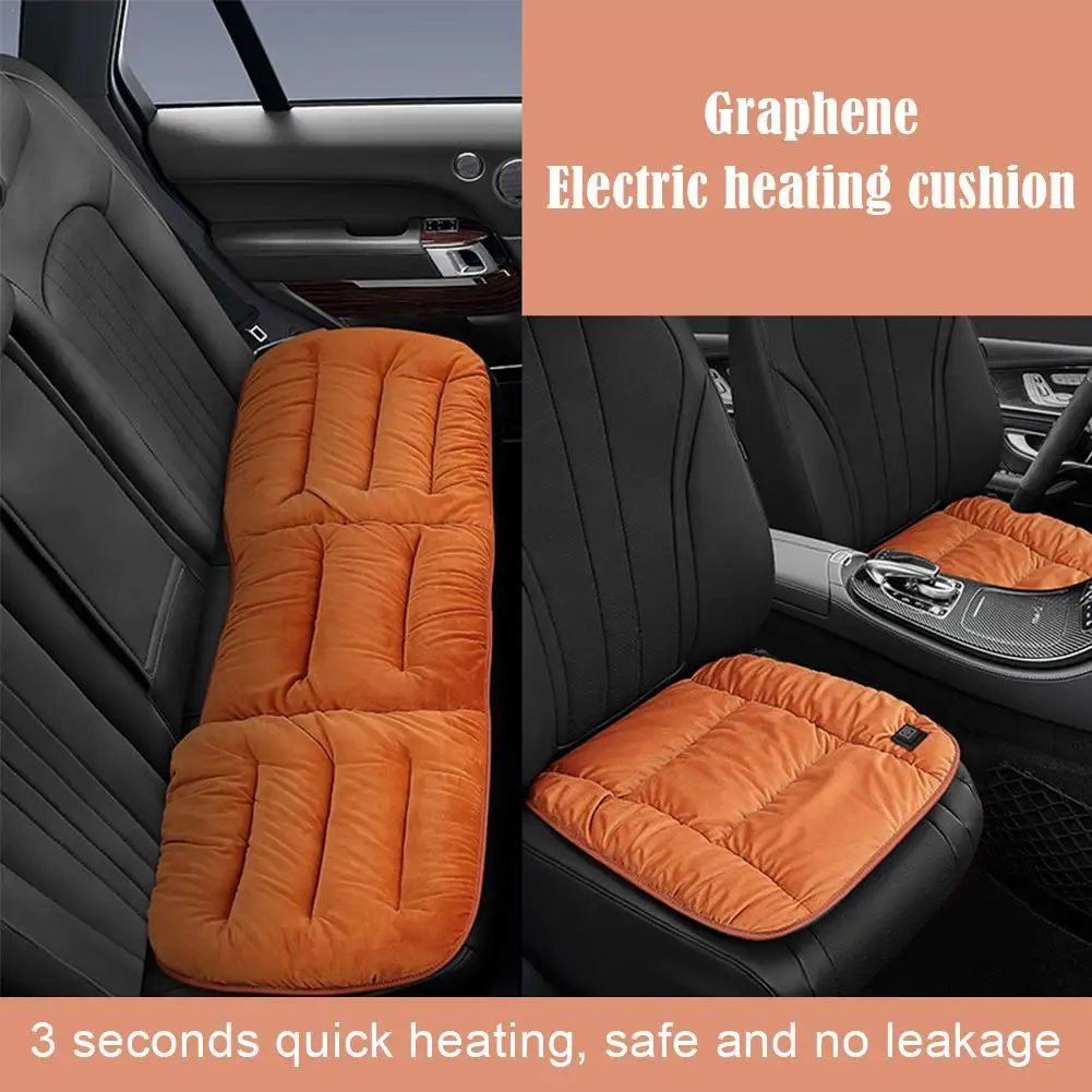 3pcs 12V Winter Car Graphene Smart Heating Pad USB Car Rear Multi-gear Adjustable Thermostat Universal Seat Cushion Accessories