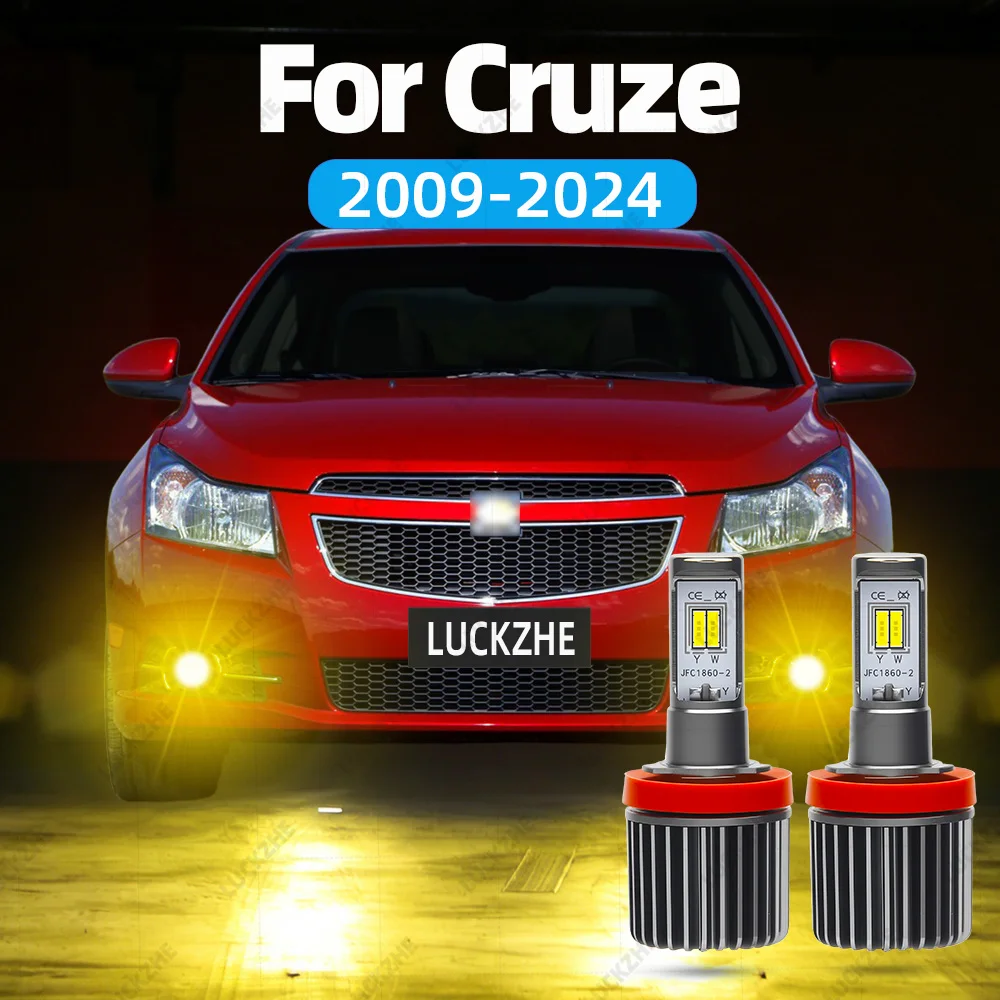 LED Front Fog Light Bulb For CHEVROLET Cruze 2009 2010 2011 2012 2013 2014 2015-2024 Accessories Dual Color LED Fog Light Yellow