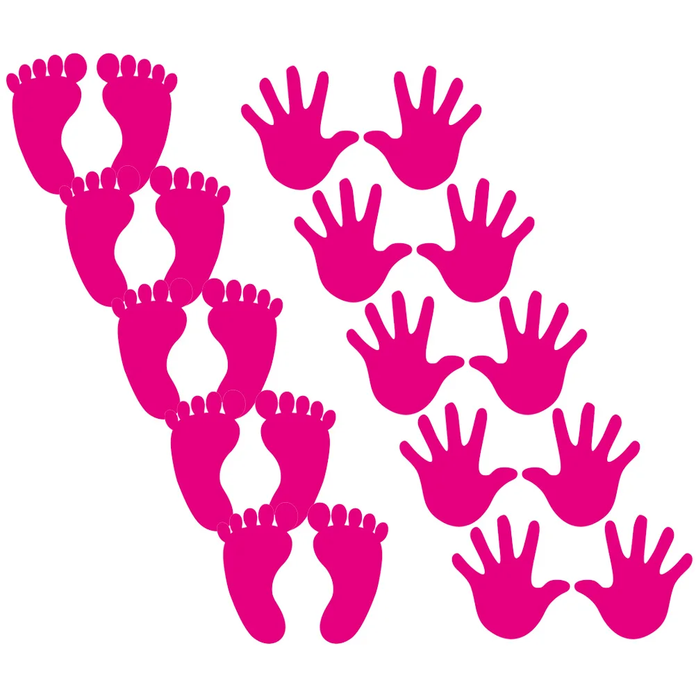 

10 Pairs Handprint Decoration Aesthetic Kid Decals Yellow Baby PVC Self Adhesive Removable No Glue Children Room