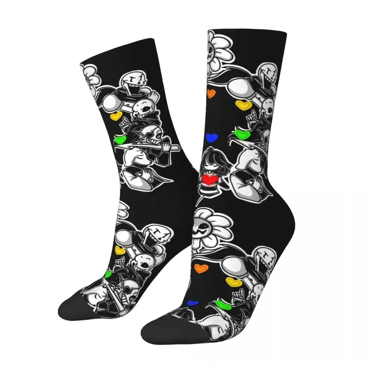 Funny Happy Men's Compression Socks Art Vintage Harajuku Undertale Street Style Novelty Casual Crew Crazy Sock Gift Printed