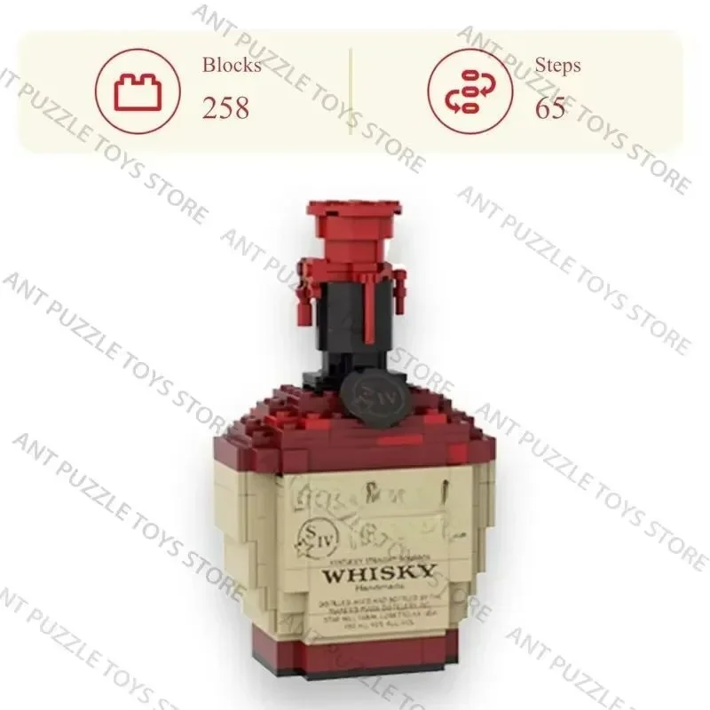زجاجة ويسكي، مكعبات بناء إبداعية محاكاة زجاجة نبيذ تجميع اللبنات، ألعاب مكعبات البناء، ديكور المنزل، الهدايا #5
