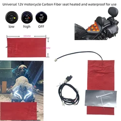 12V Universal Motorcycle ATV UTV E-BIKE round switch Carbon Fiber Waterproof Seat Heater heated pad