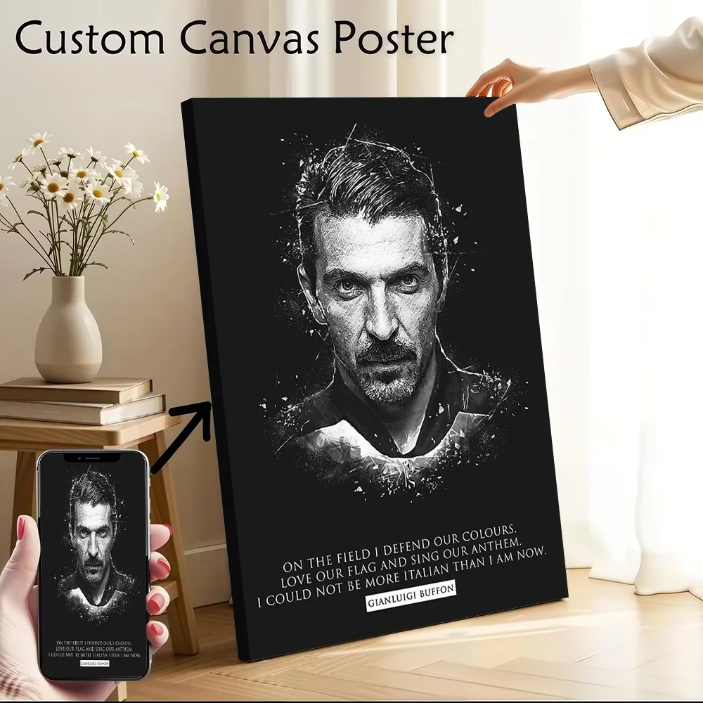Póster con citas de Gianluigi Buffon, pintura en lienzo impresa personalizable para imágenes, arte de pared, adornos para habitación, pinturas decorativas