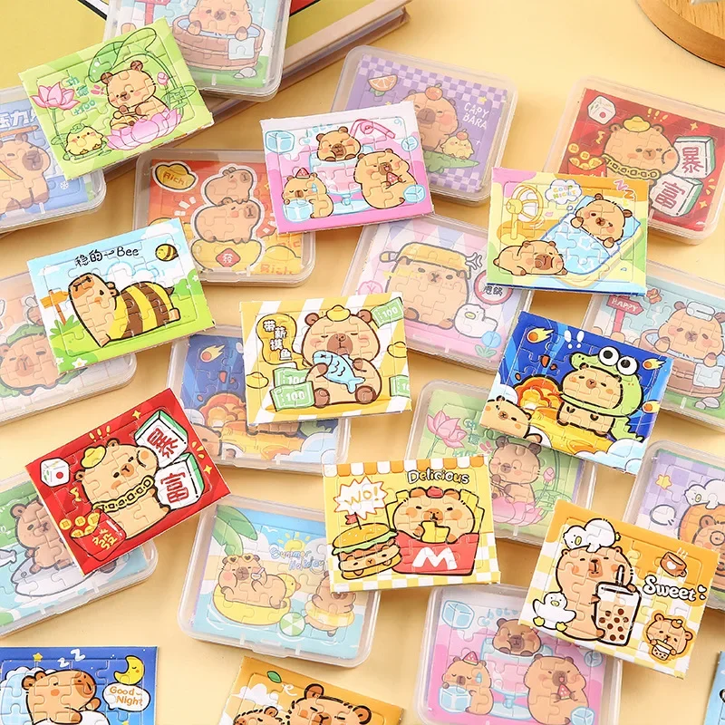 5-100PCS Capybara Cartoon Paper Jigsaw Puzzles Educational Smart Toy for Children School Prizes Favors Photo Shoot Props