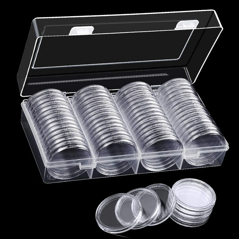 Boîte de rangement avec capsules pour pièces de monnaie, étui pour pièces de monnaie, conteneur pour pièces de monnaie, fournitures de collection, 40mm, 120 pièces