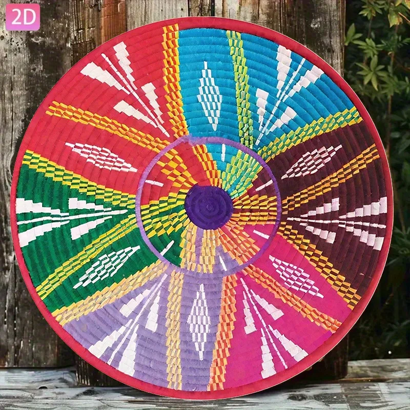 2D flach, 1 Stück „lebender äthiopischer und afrikanischer traditioneller Blumenkorb-Hintergrund“, Retro-Wanddekoration, Aluminiumschild