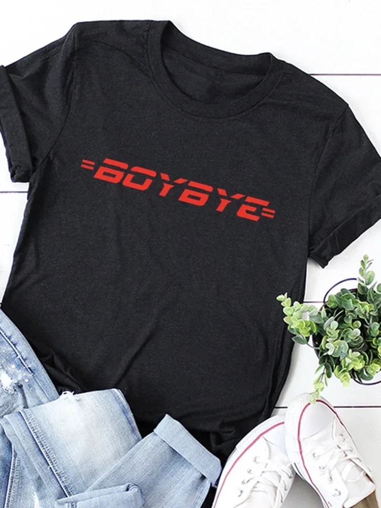 

Boy Bye Red Letter Print Women T Shirt Short Sleeve O Neck Loose Women Tshirt Ladies Tee Shirt Tops Camisetas Mujer