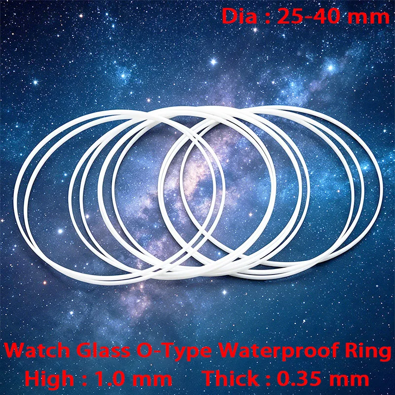 2/5 PCS High 1.0mm Thick 0.35mm Watch Glass Waterproof Gaskets Dia 25-40mm O-Ring Watch Glass Waterproof Ring Replace Parts