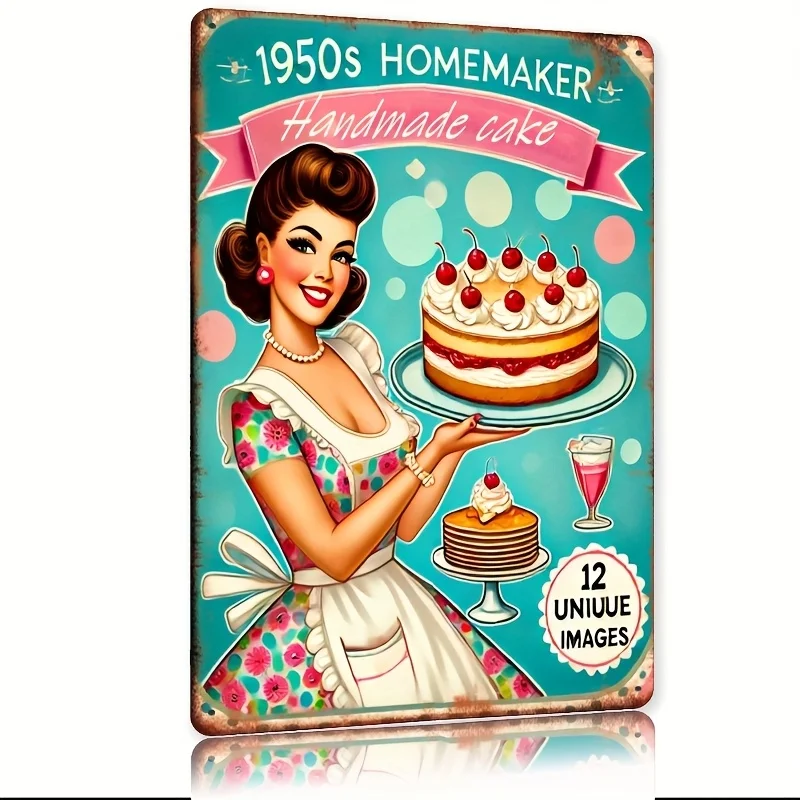 Room Decor  Vintage 1950s Homemaker Handmade Cake Metal Sign,  Iron Wall Art, Retro Poster for Kitchen/Dining Room/Bedroom/Garde
