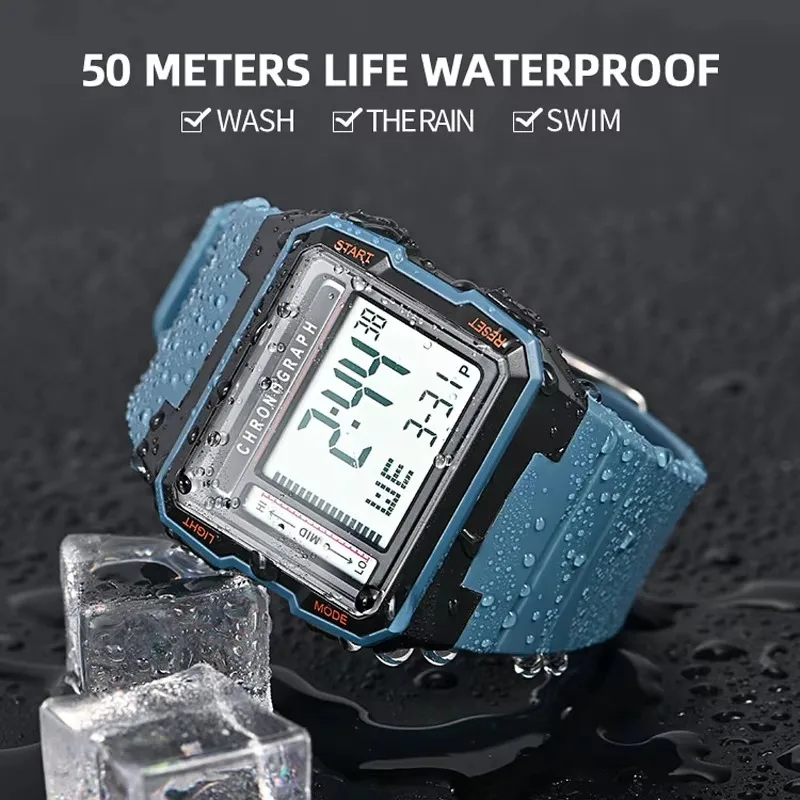 UTHAI CA07 Square Men watch Sports Timing 50ATM Swimming Waterproof LED Anti Drop Electronic Watch，watches for man