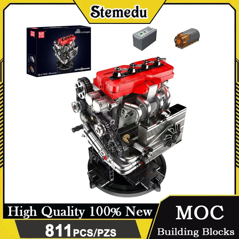 

Mould King 10235 Retro Inline 4-cylinder Engine Building Blocks Model PF Motor Display Holiday Gift For Kids