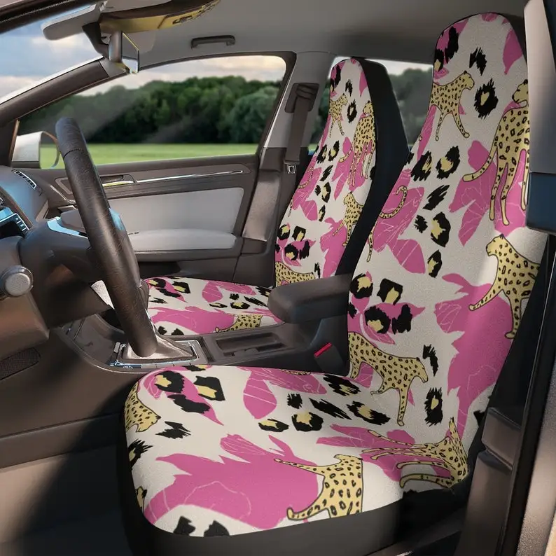 

Leopard Car Seat Covers | Cute Animals Car Seat Covers for Vehicle | Cute Car Accessories for Women | Purple Car Accessory Gift