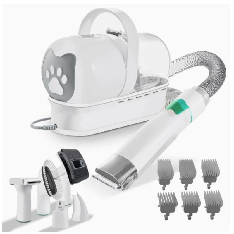 7-in-1 Pet Grooming Kit with Vacuum Clipper Nail Grinder Low Noise Cat Dog Hair Trimmer Grooming Set