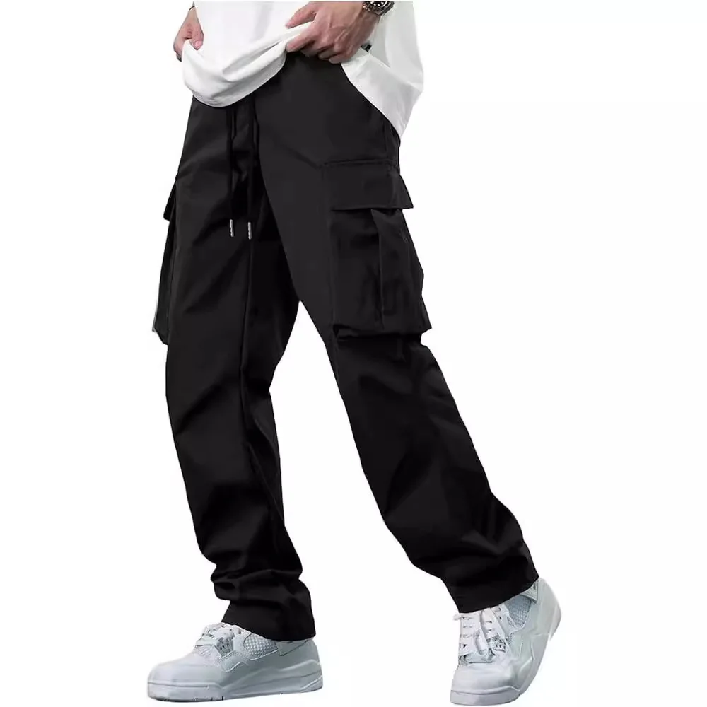 Herren Saisonale Weite Arbeitshose mit Langem Bund und Mehreren Taschen, Einfarbige Hose, Lässige Outdoor-Sport- und Urlaubsgeschenke – Detail 3