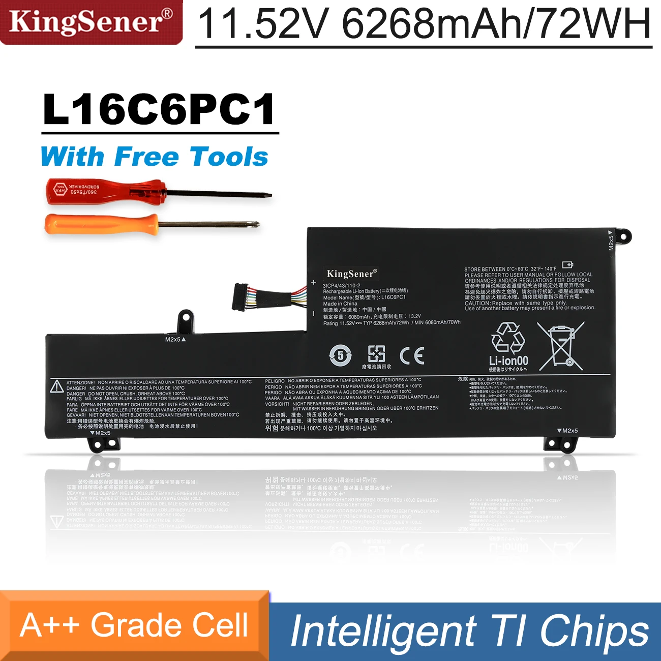 

KingSener L16L6PC1 L16C6PC1 Laptop Battery for Lenovo Yoga 720 720-15 720-15Ikb Series Notebook L16M6PC1 11.58V 6217mAh 72WH