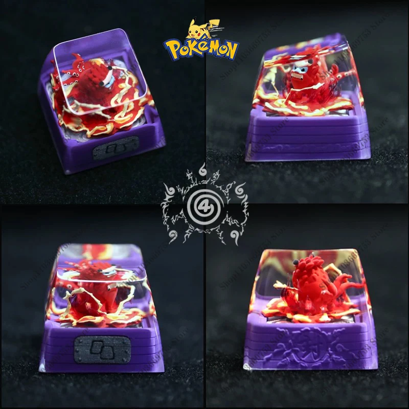 Pokemon Resin Keycaps Naruto Son Goku Customized Crystal Transparent Mechanical Keyboard DIY Cap Cute Keyboard Accessories Gifts