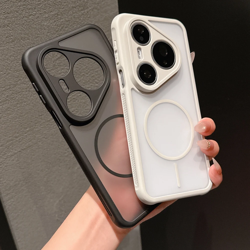 

Противоударный противоударный чехол с мягкими краями для телефона Huawei Pura 70 80 Mate 60 70 Pro, матовый прозрачный магнитный акриловый чехол