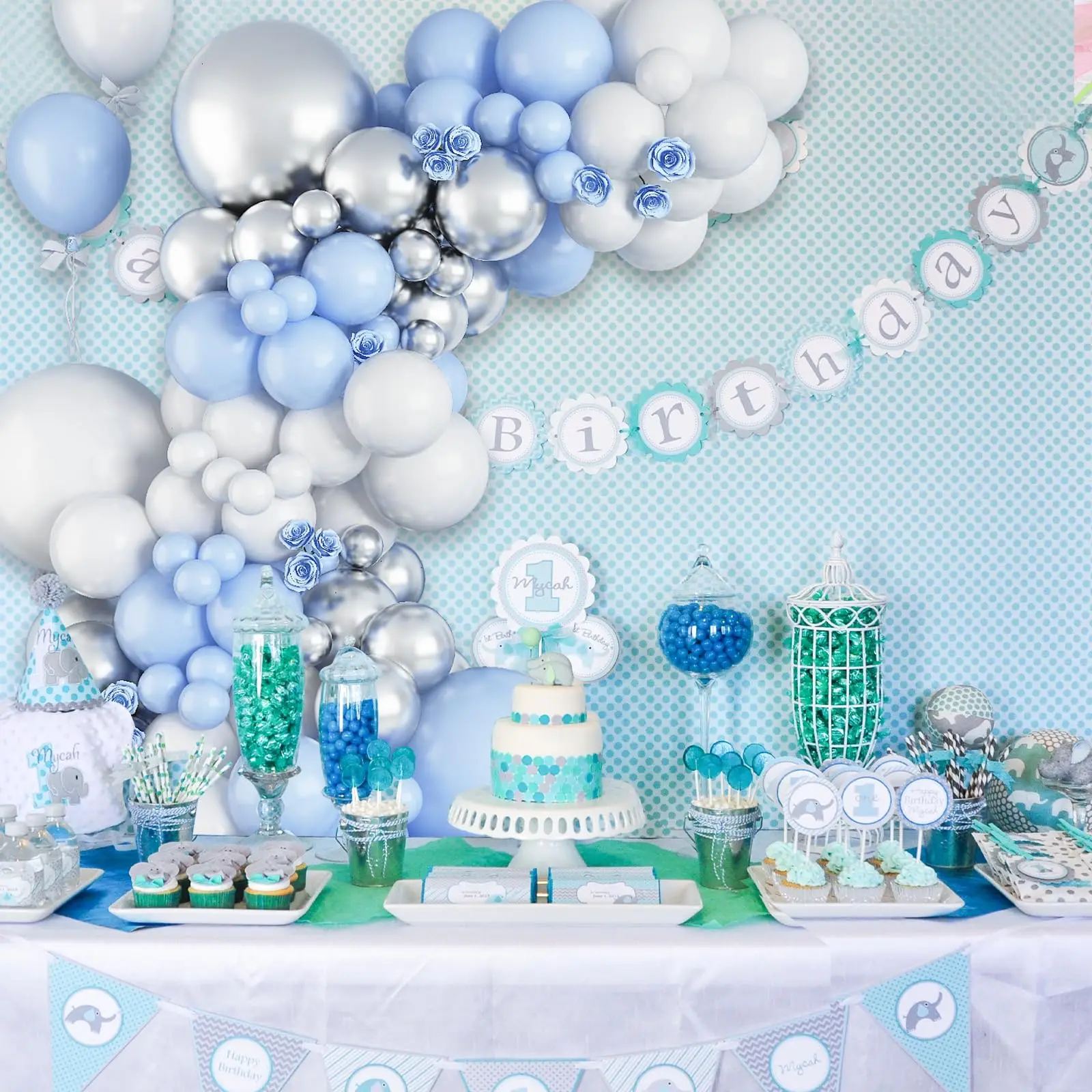 104pcs Blue White Balloon Garland Arch Kit, baby shower Gender revealing Anniversary bachelor party Birthday Wedding Decorations