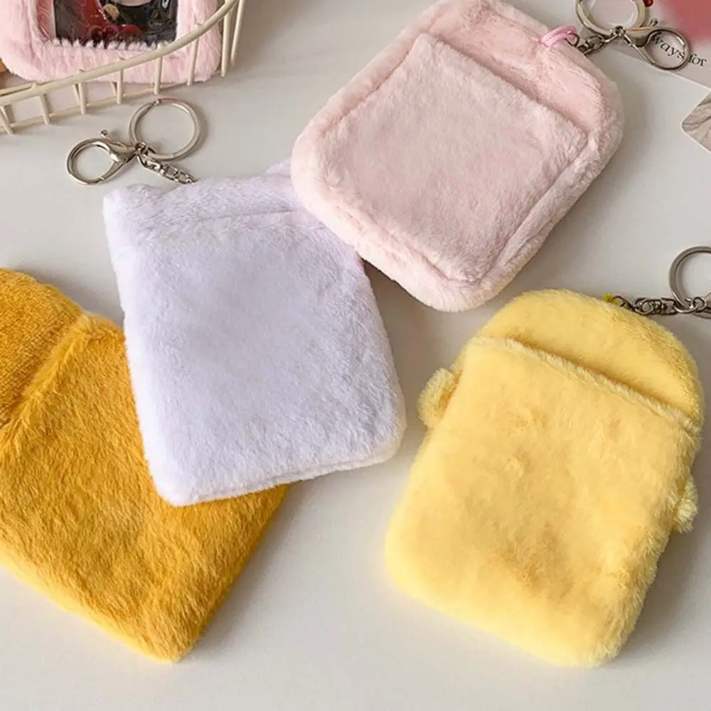 한국 스타일 아이돌 만화 사진 카드 홀더, 고양이 돼지 노랑 오리 곰, 키체인 펜던트 봉제 동물 카드 커버, 귀여운 인스