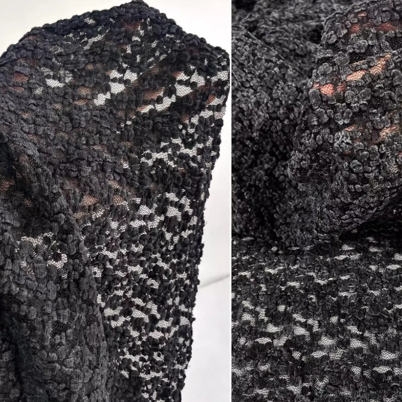 

Black Texture Knitted Fabric Vintage Style Skirt Handmade Sewing DIY Home Background Decoration Craft Material Fashion Designers