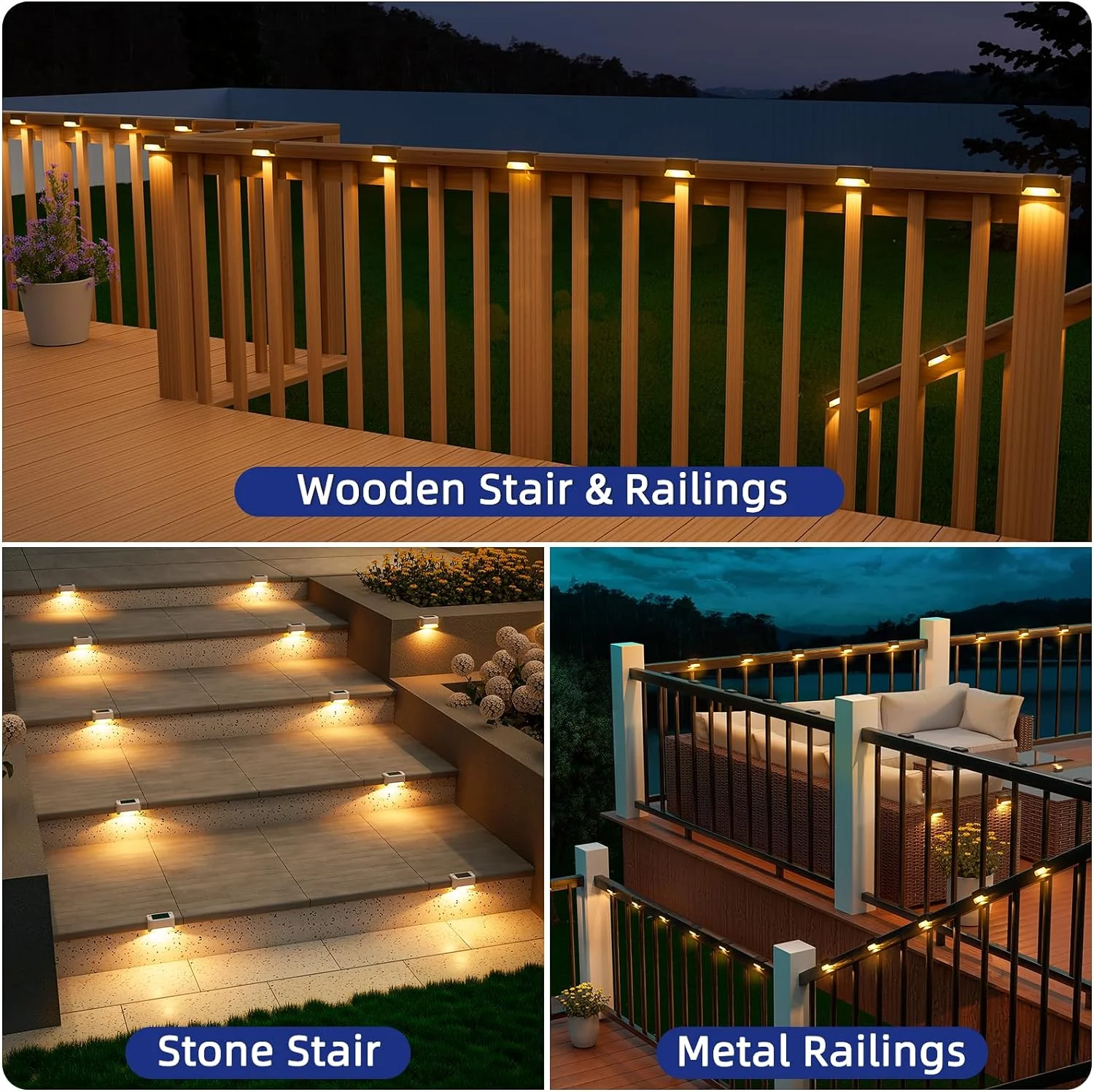 1/4/6 pçs solar luzes led ao ar livre jardim luz deck lâmpada solar escadas luz à prova dwaterproof água solar passo lâmpada pátio decoração do jardim