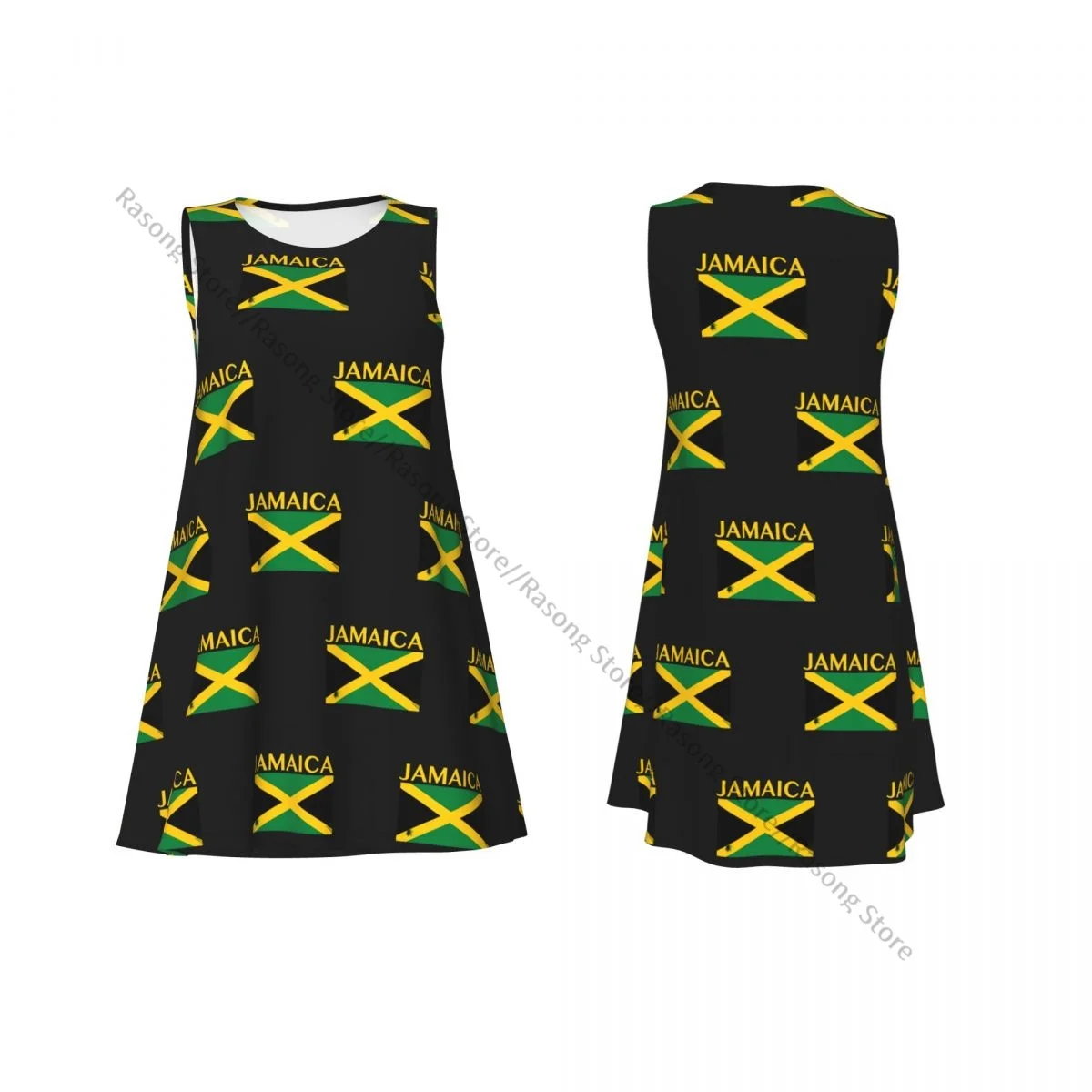 Zomervestjurk Dames Jamaica Vlag Mouwloze vrouwelijke jurken